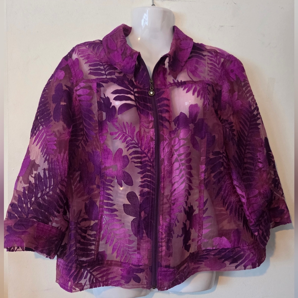 Allison Daley Purple Zip Up Cropped Jacket